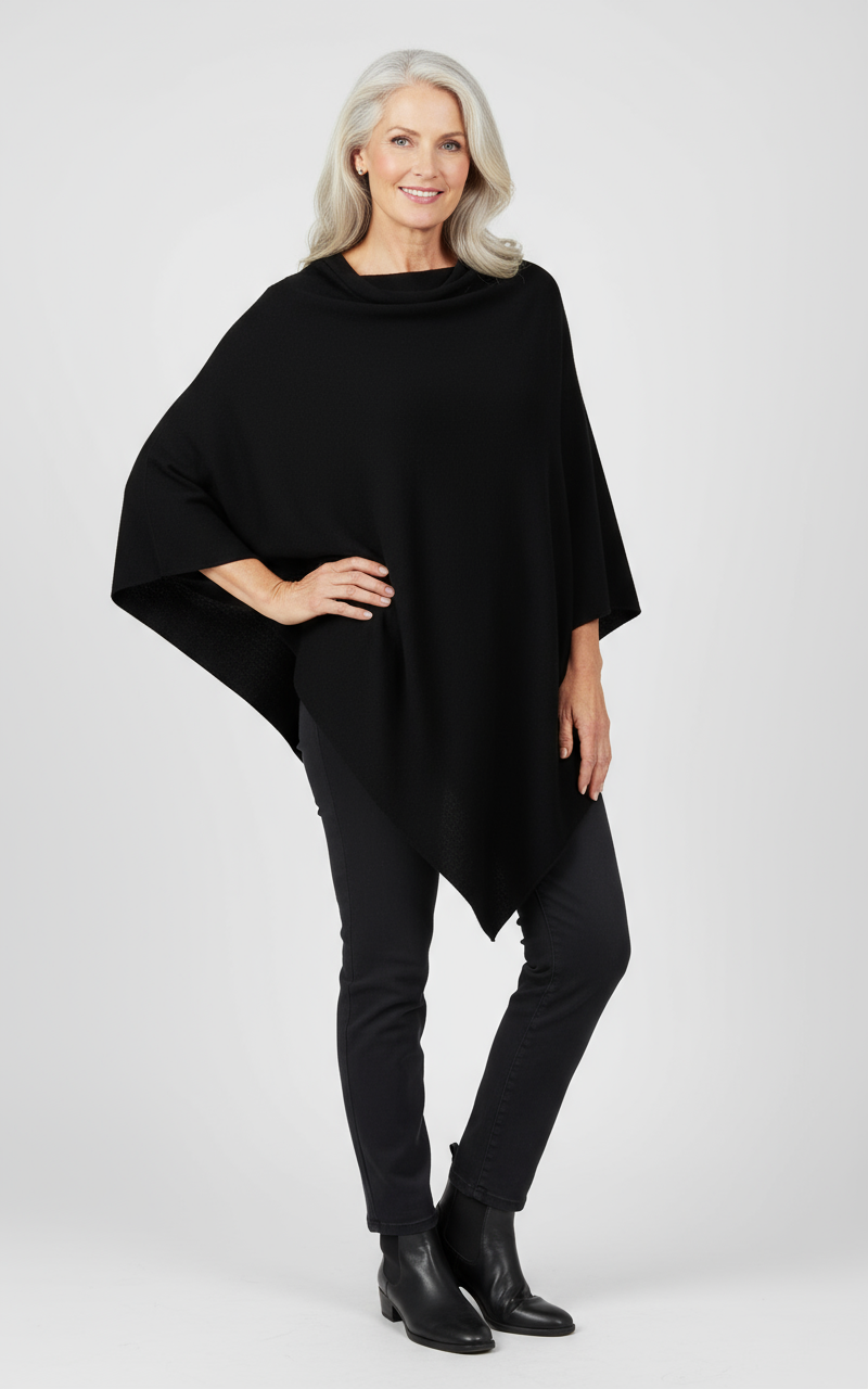 Asymmetric Alpaca Wool Poncho