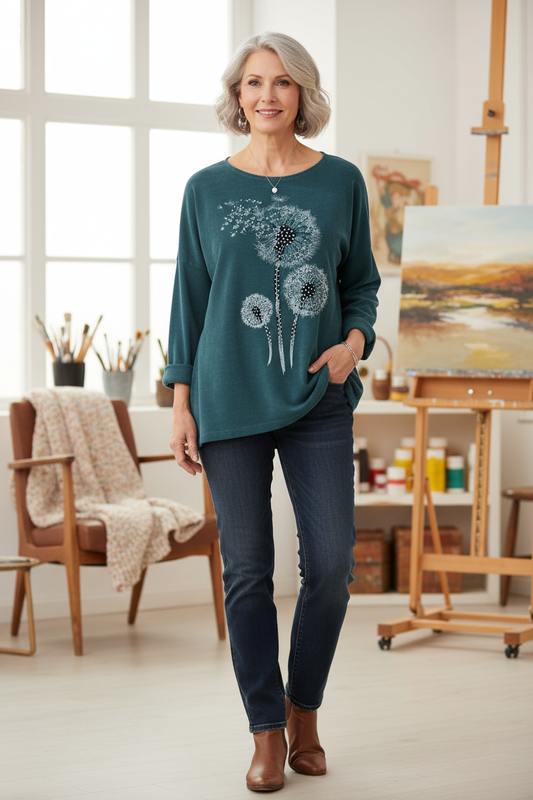 Dandelion Print Chenille Top
