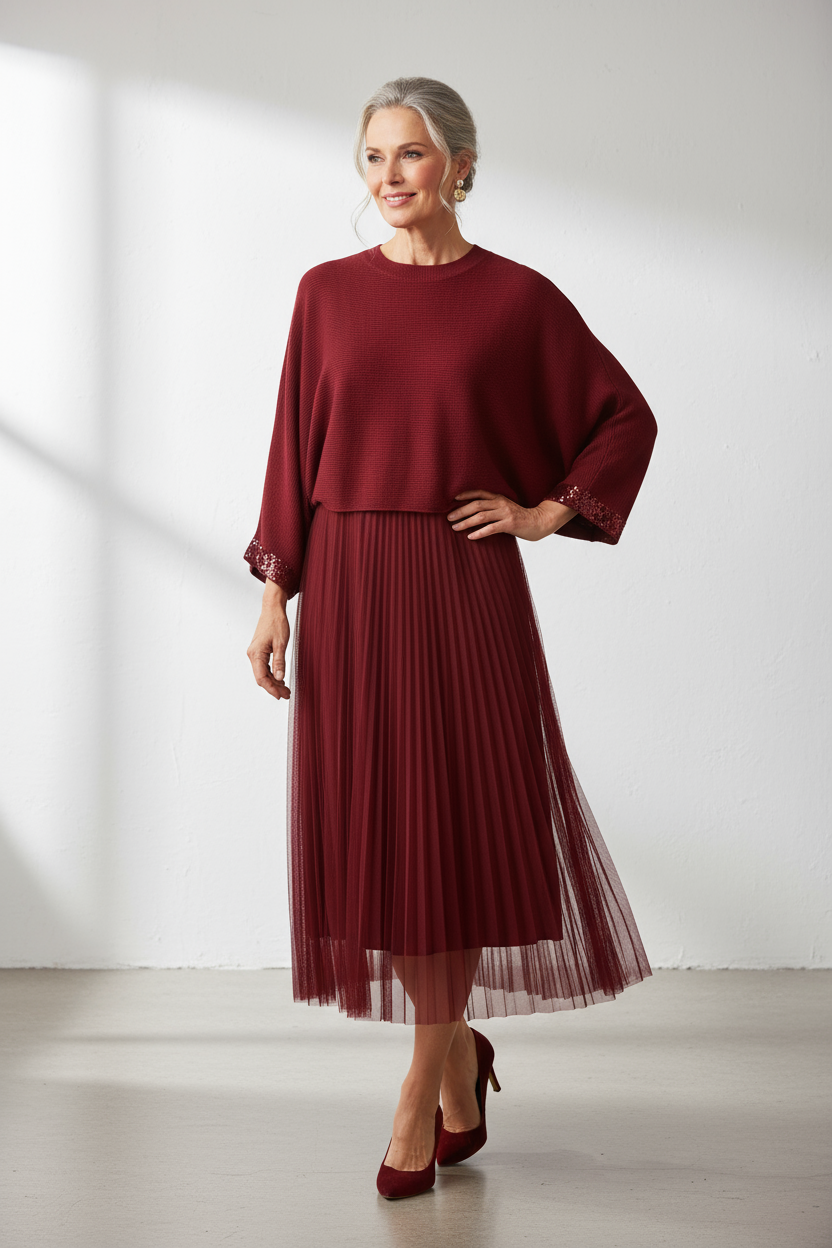 2 Piece Ribbed Top Mesh Dress