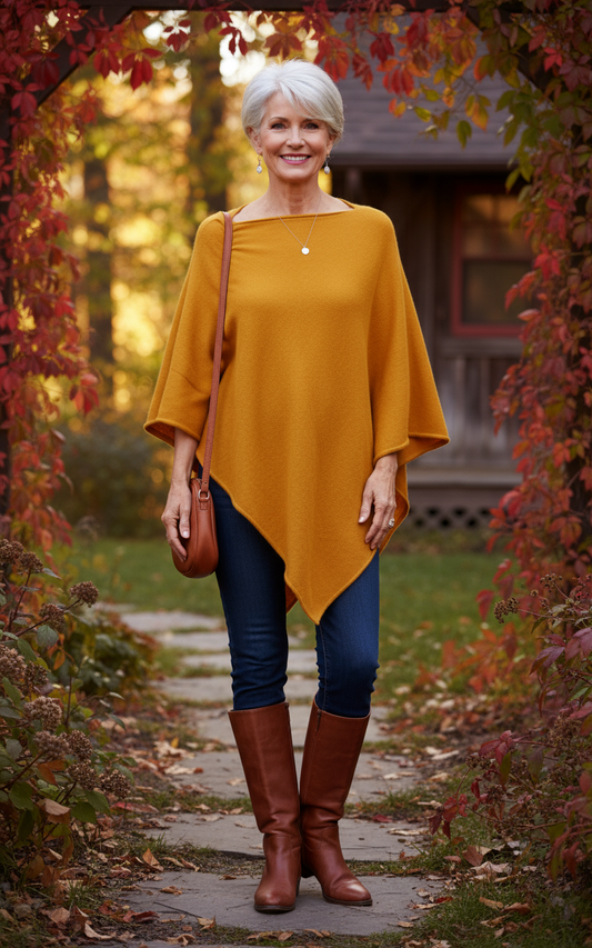 Asymmetric Alpaca Wool Poncho