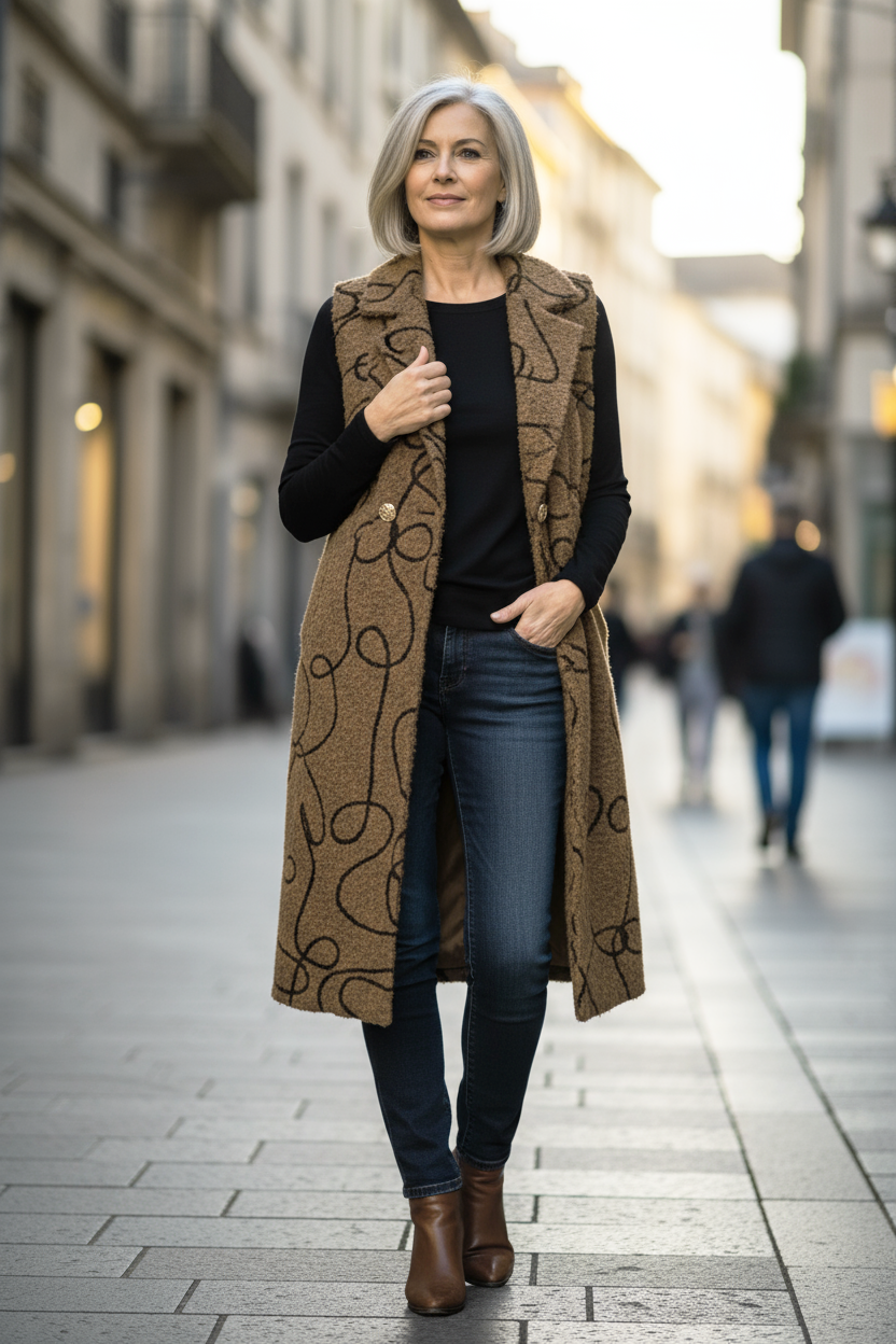 Swirl Pattern Textured Gilet