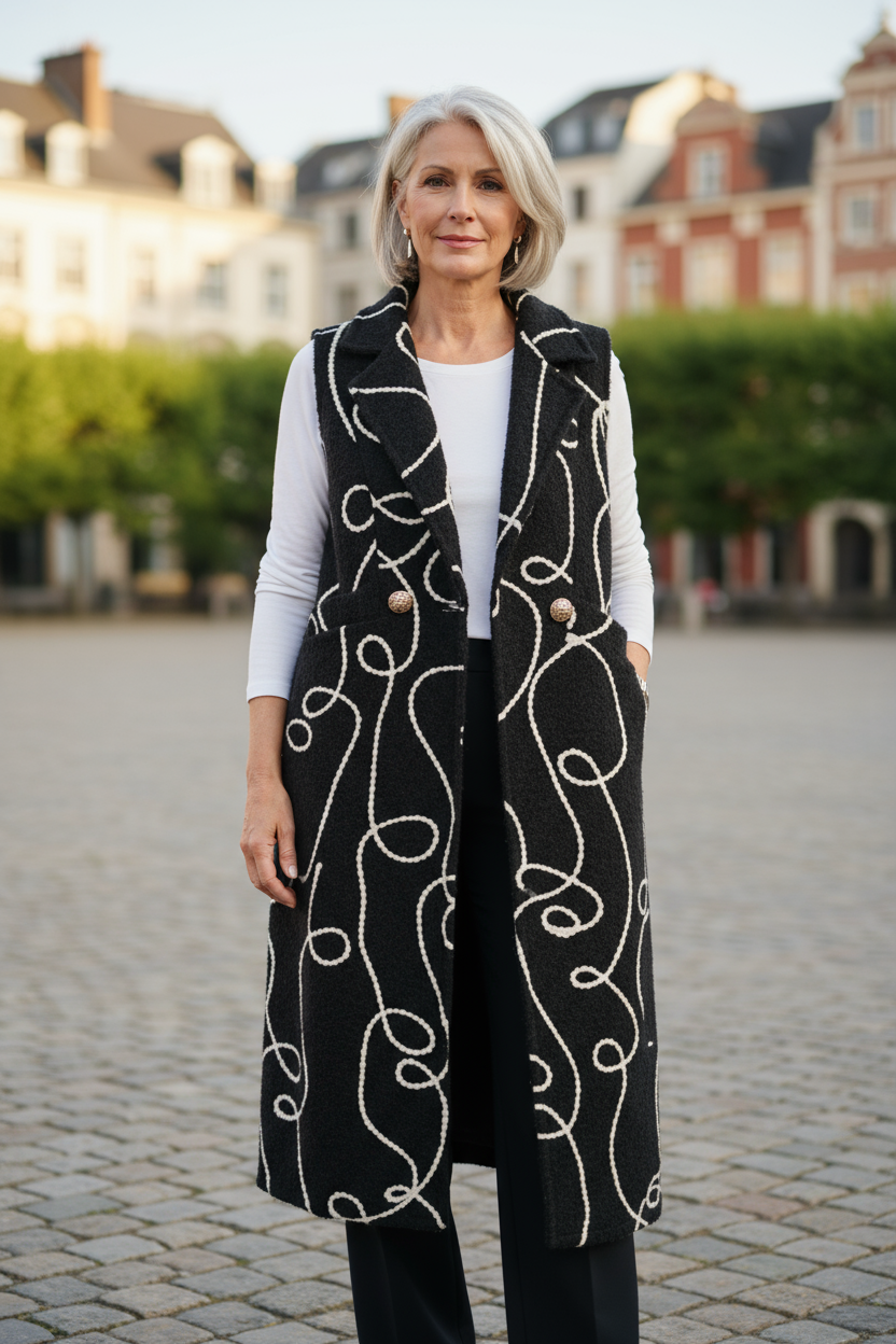 Swirl Pattern Textured Gilet