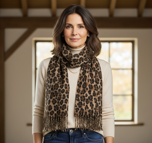 Abstract Leopard Print Brushed Scarf
