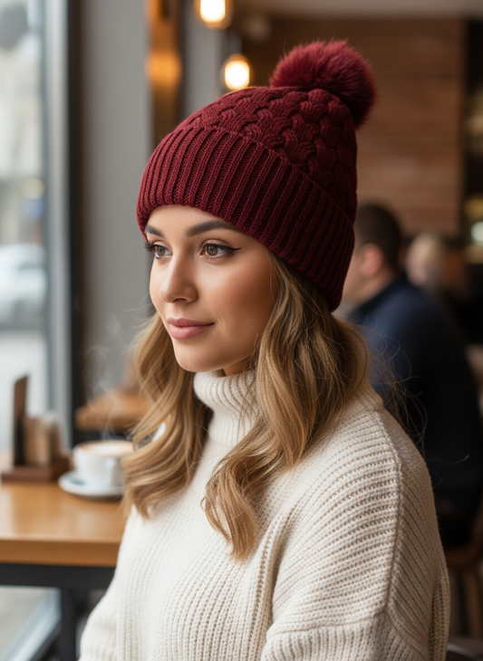 Heart Pattern Cashmere Knit Hat