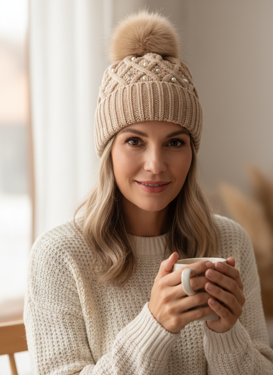Pearl Cashmere Knit Hat