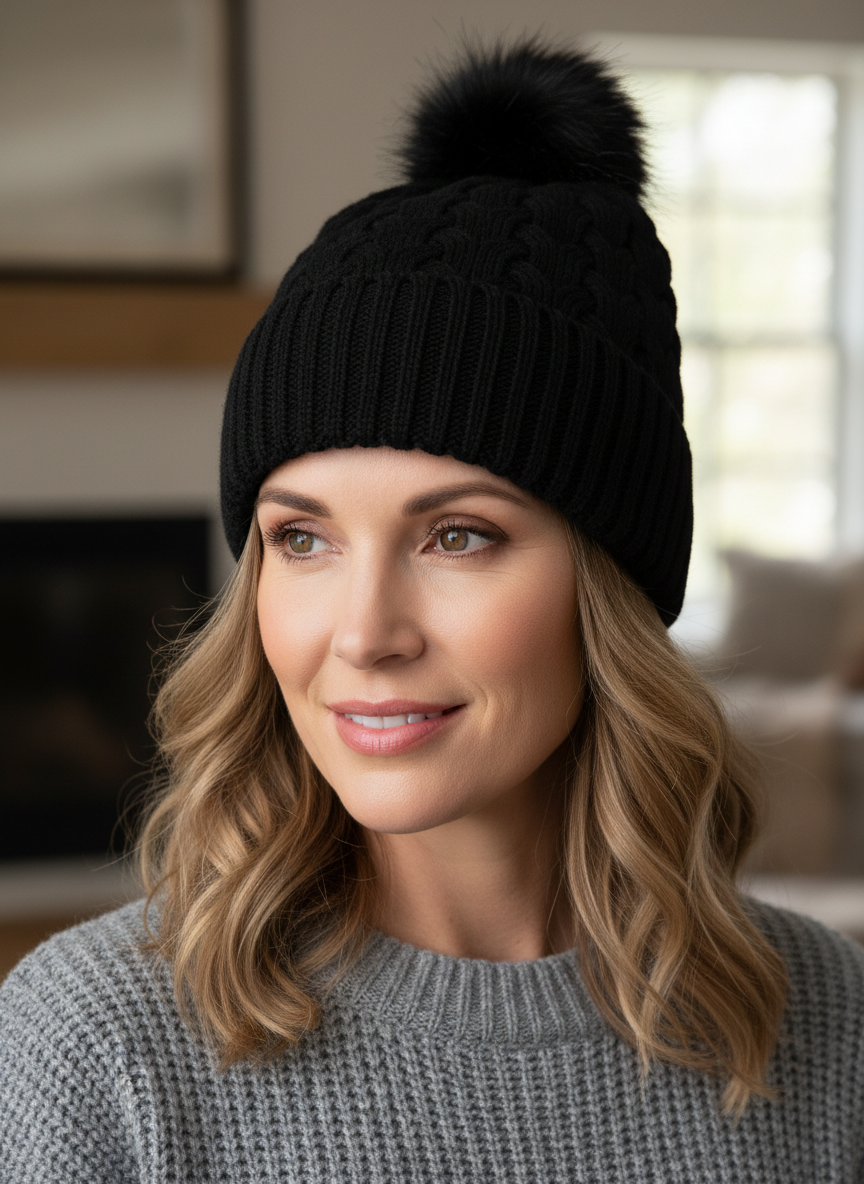 Heart Pattern Cashmere Knit Hat