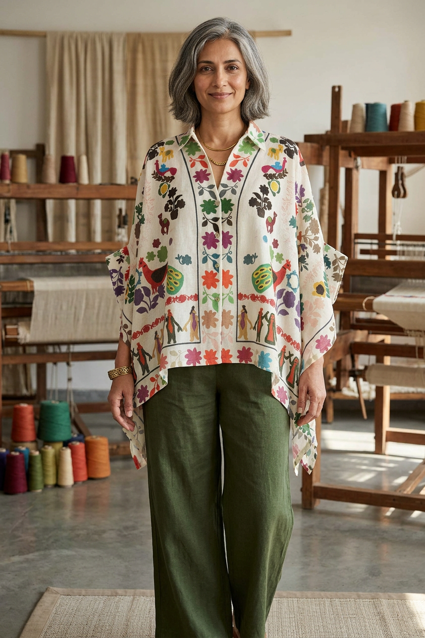 Batwing Bohemian Print Shirt