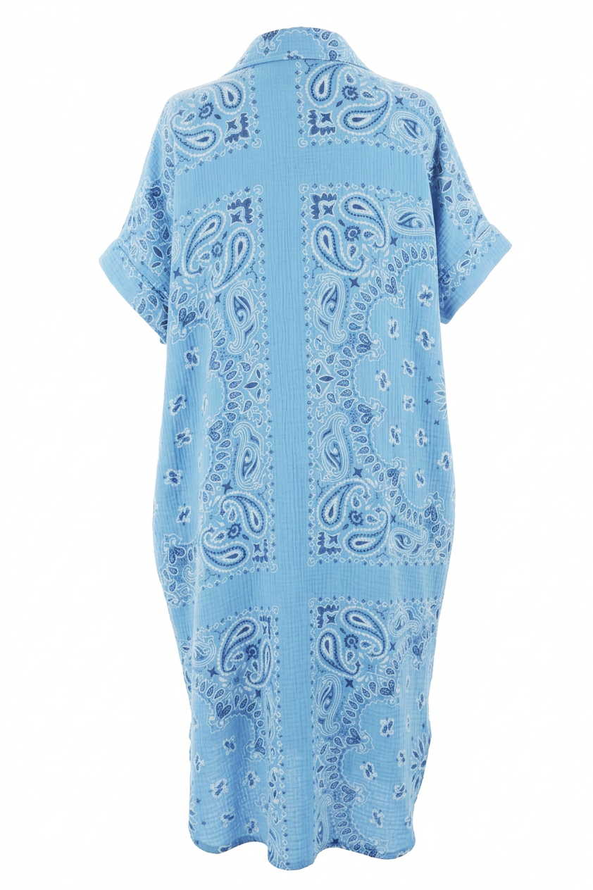 Bandana Print Collar Cheesecloth Dress