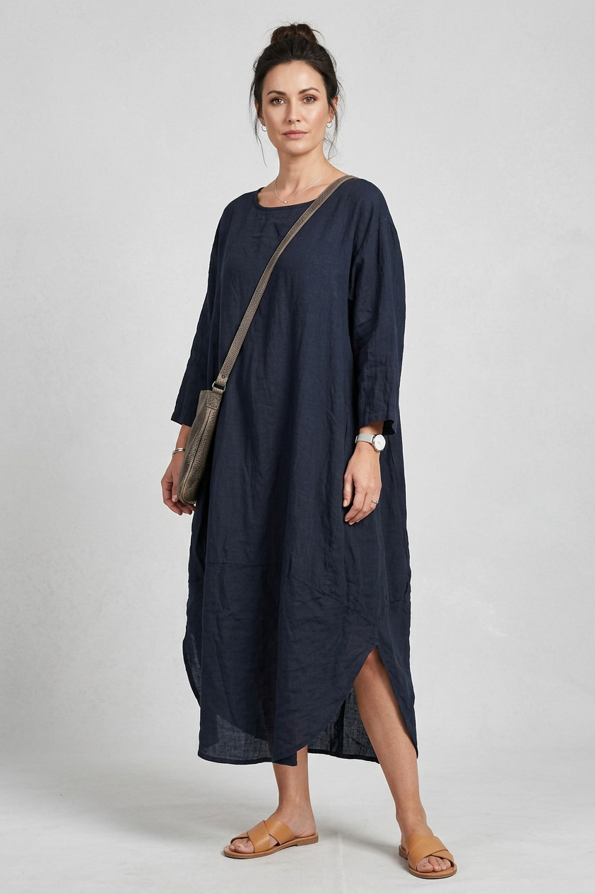 2 Pocket Cocoon Linen Midi