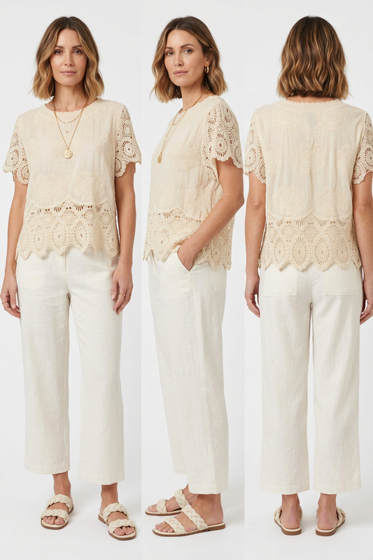 Crochet Trim Cotton Top