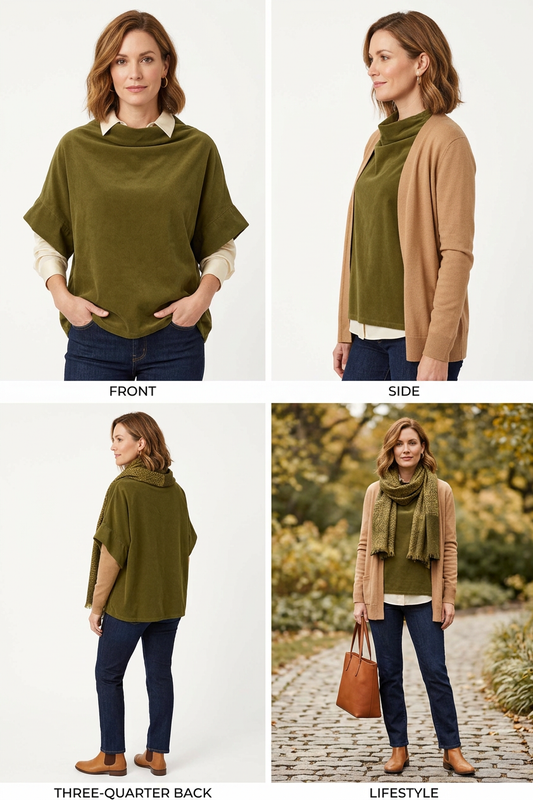 Slash Cowl Neck Corduroy Top