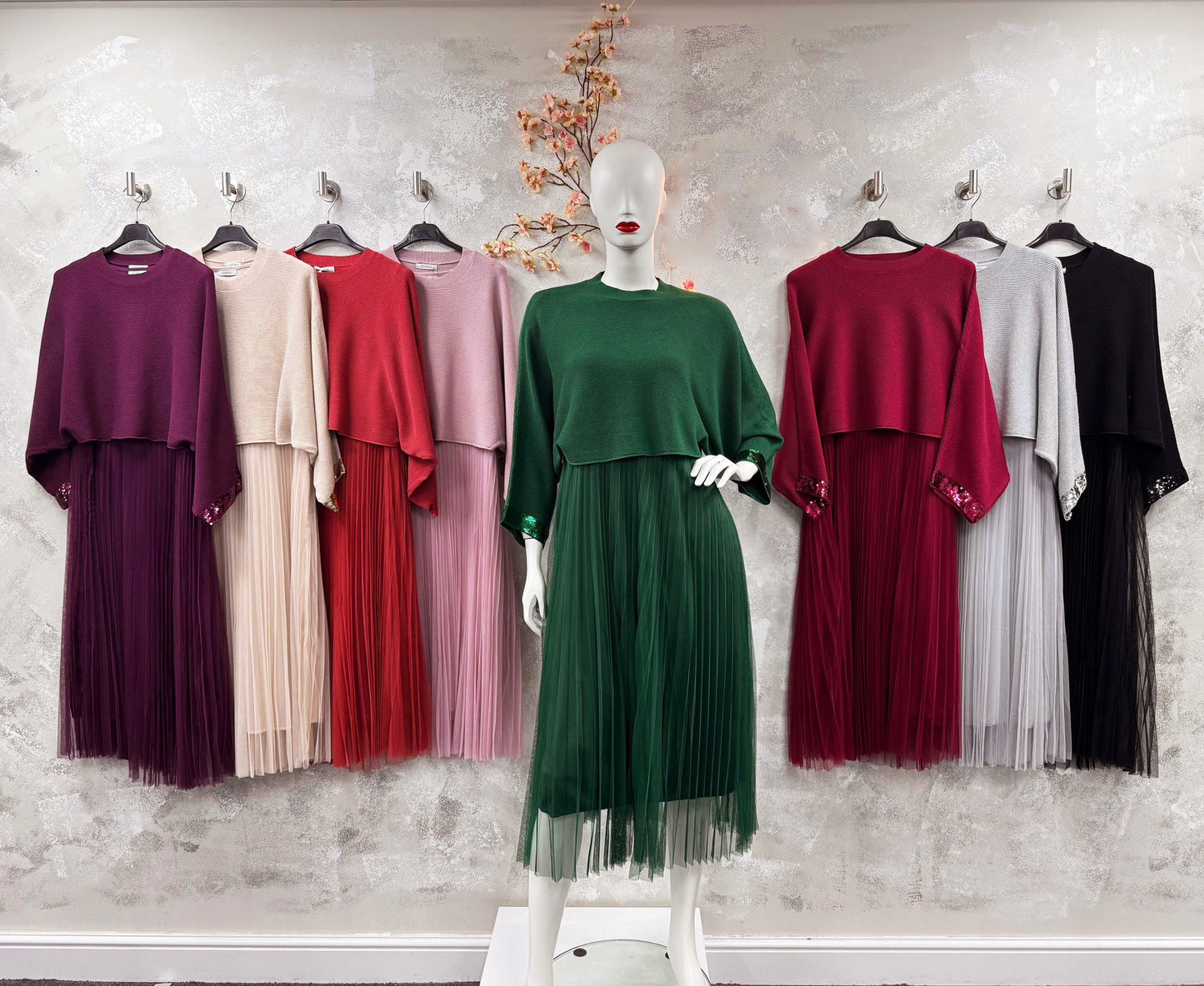 2 Piece Ribbed Top Mesh Dress