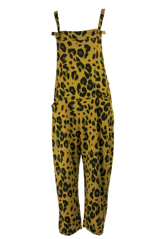 Leopard Jersey Dungarees
