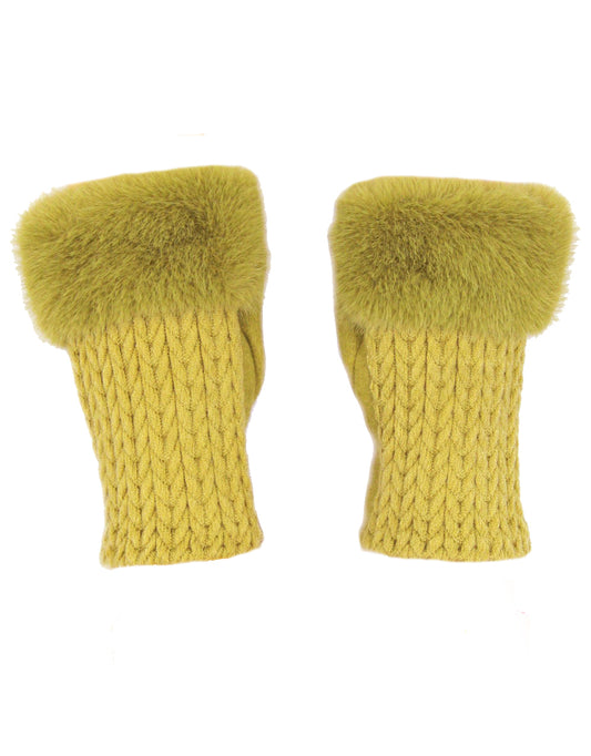Faux Fur Cashmere Knit Fingerless Gloves
