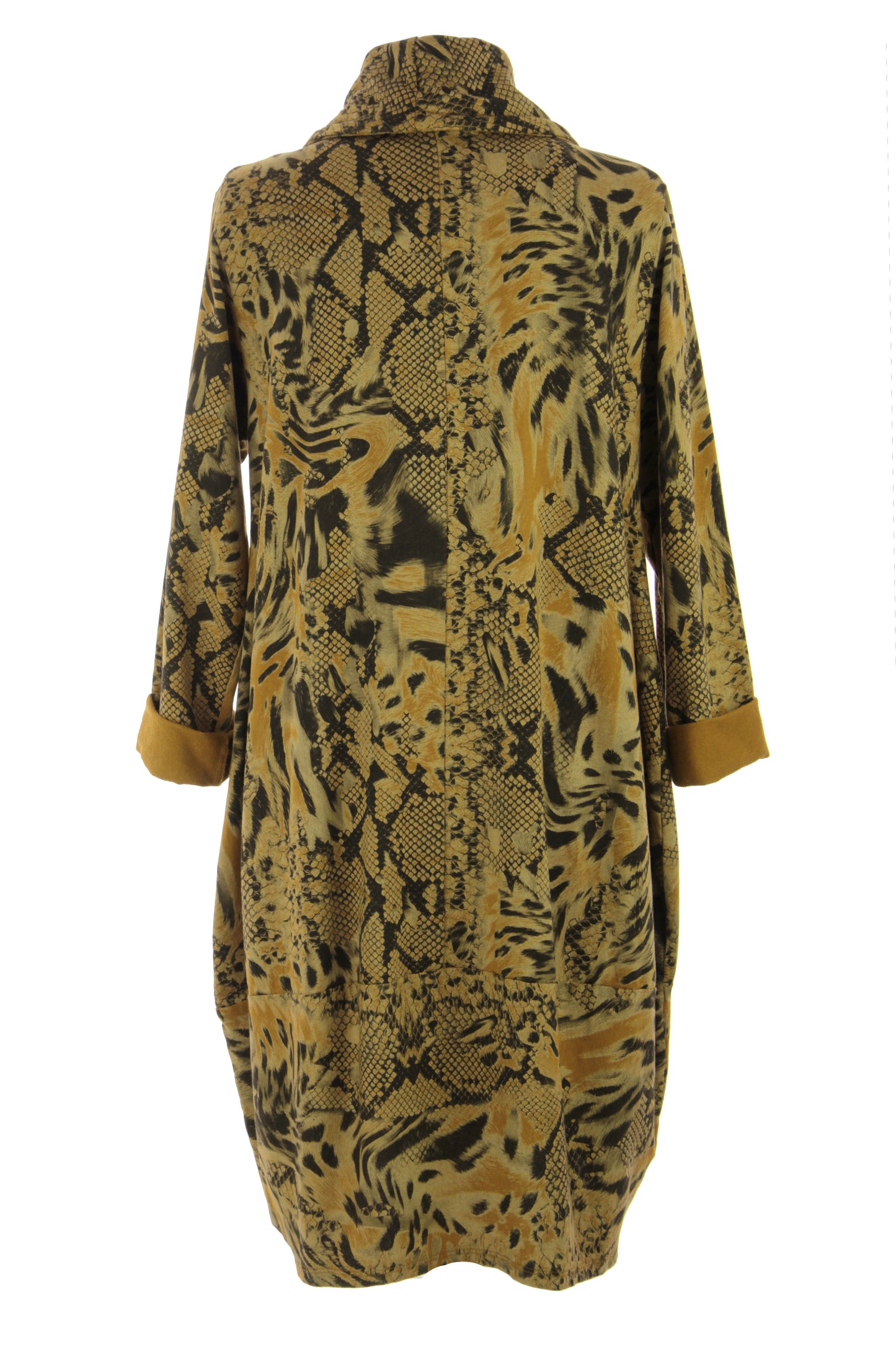 Abstract Leopard Print Cowl Neck Dress