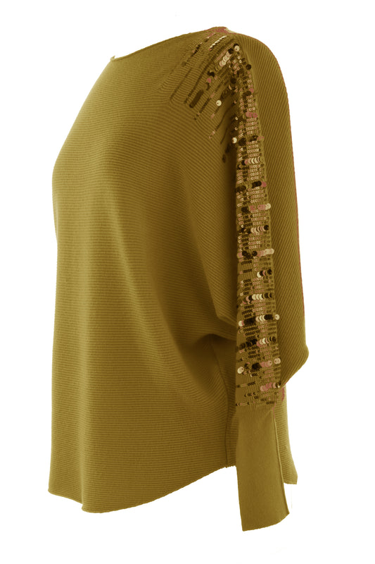 Sequin Sleeve Ribbed Jumper