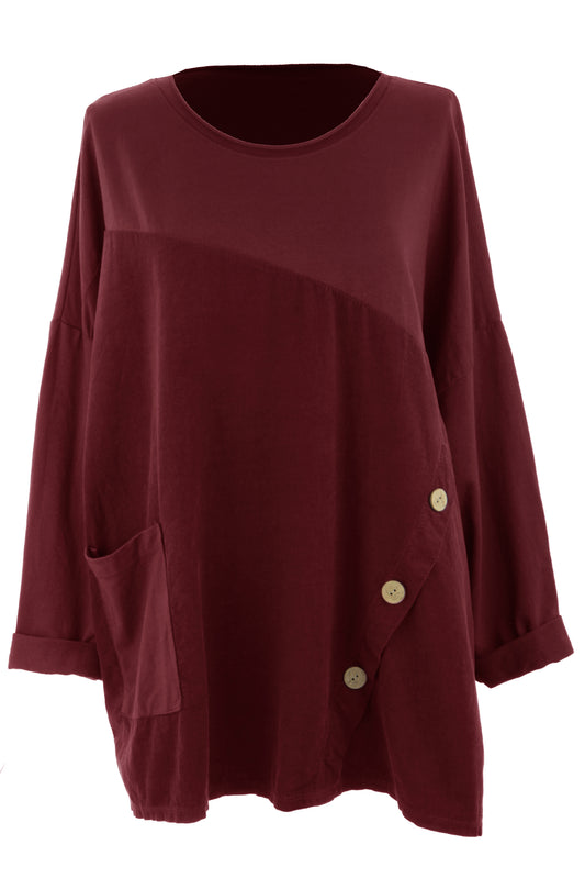 3 Button Detail Corduroy Top