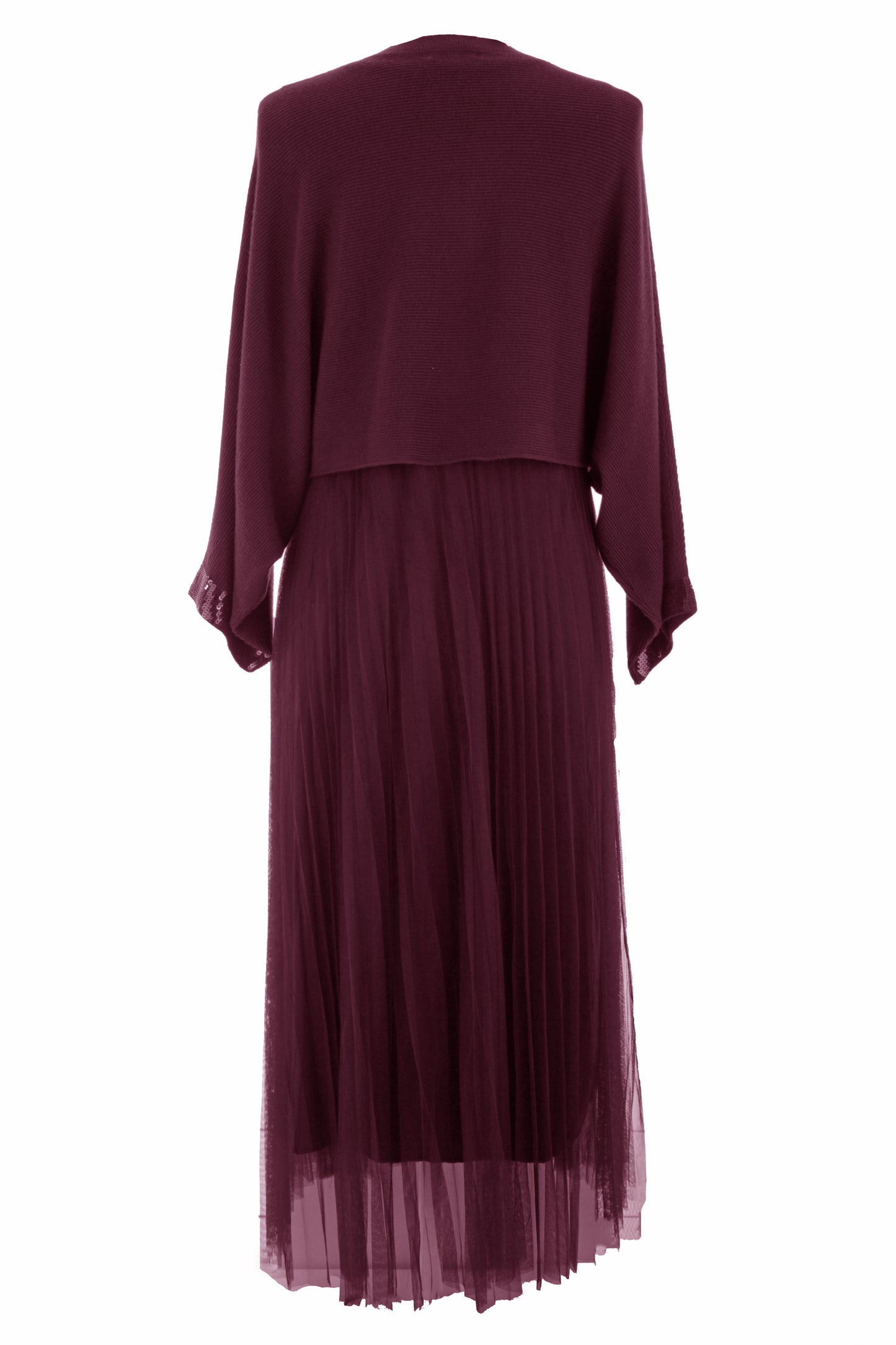 2 Piece Ribbed Top Mesh Dress