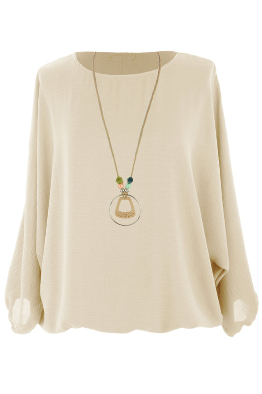 Puffball Hem Necklace Top