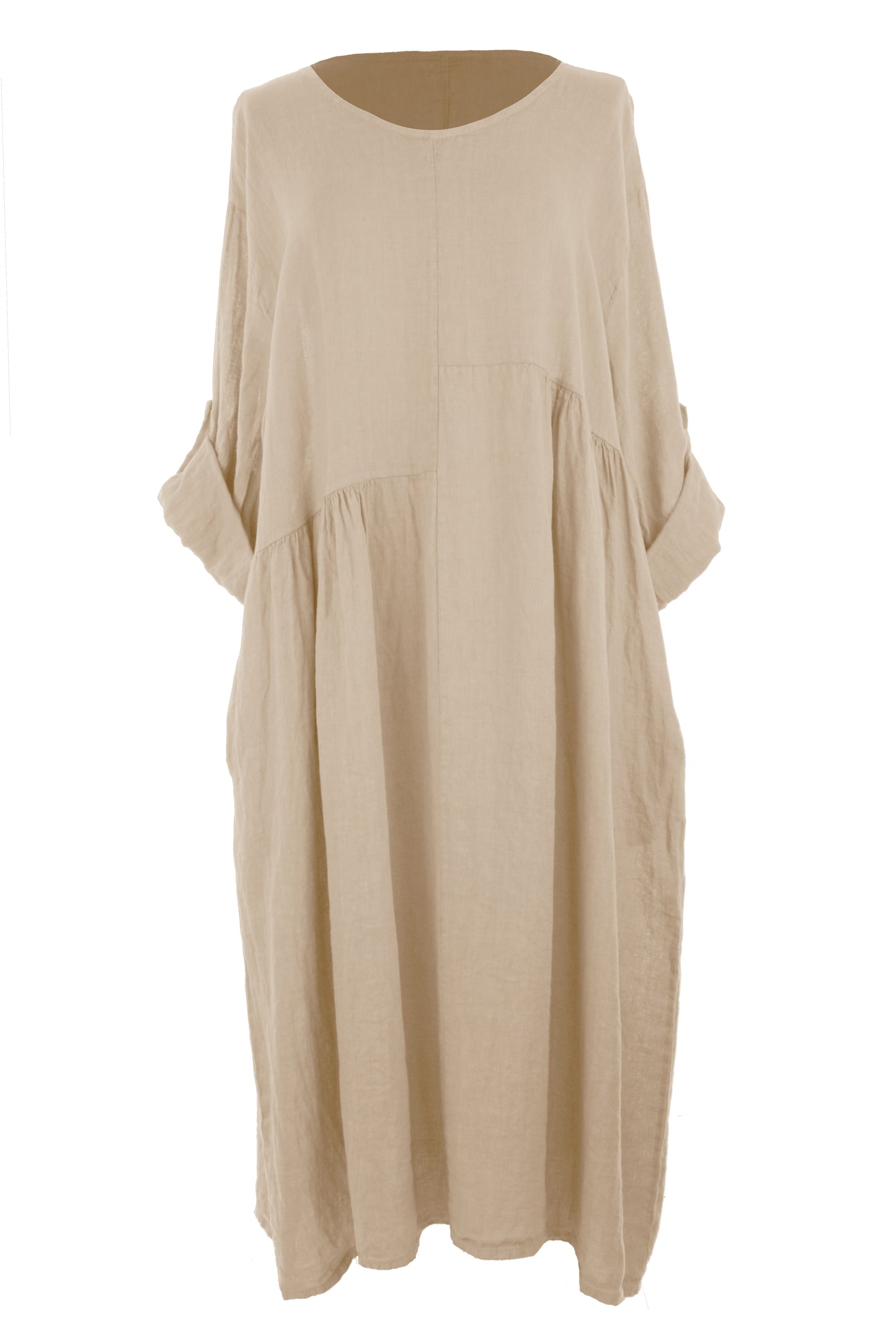 Pleat Panel Linen Dress