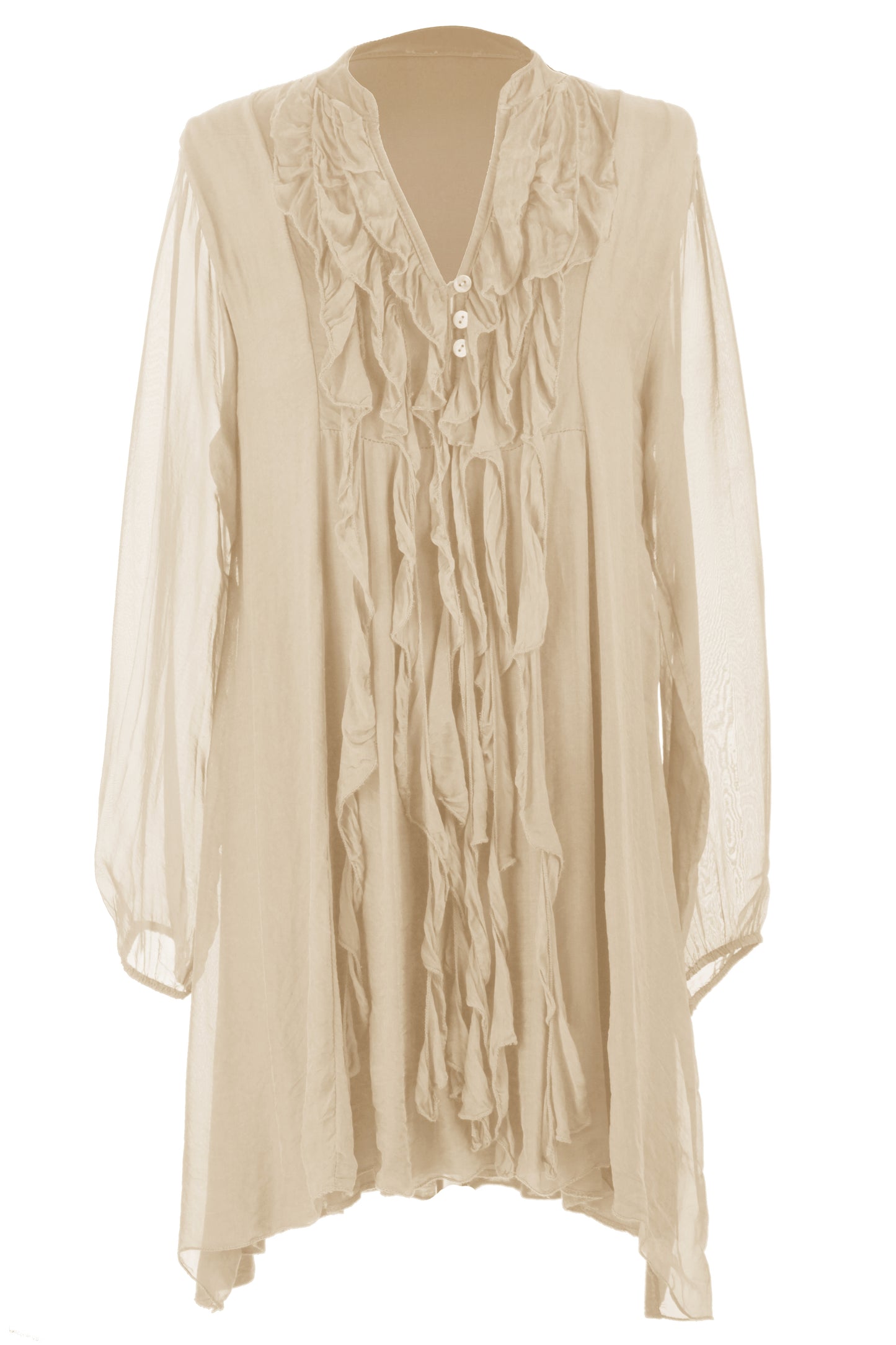 Frill Tassel Silk Blouse