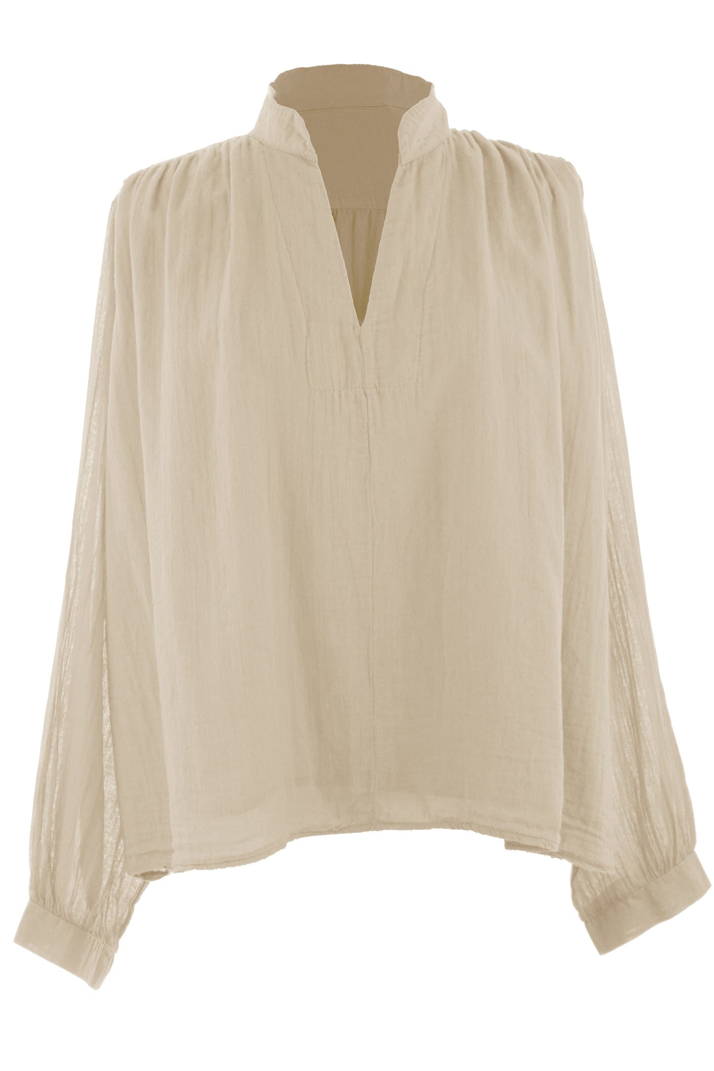 Ruched Shoulder Cotton Top