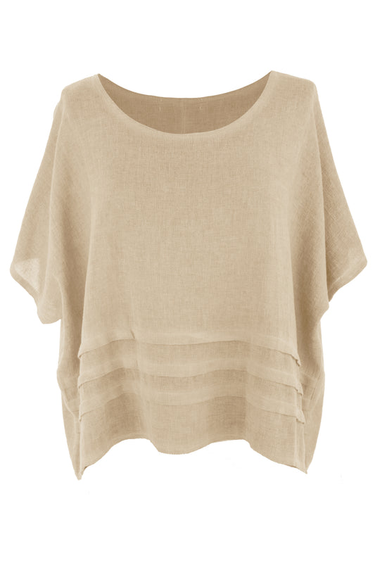 Pleat Detail Teabag Linen Top
