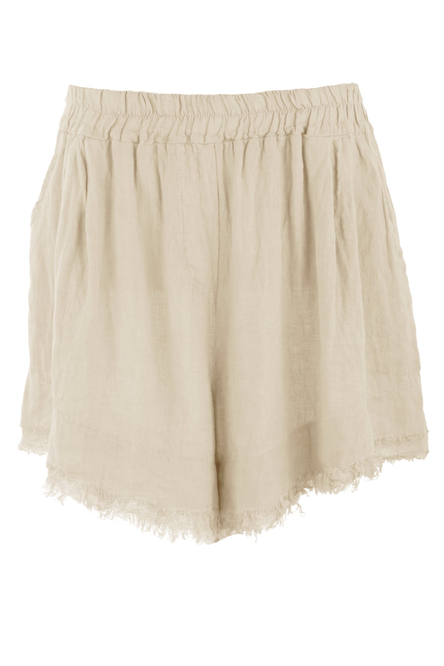 Frayed Trim Linen Shorts