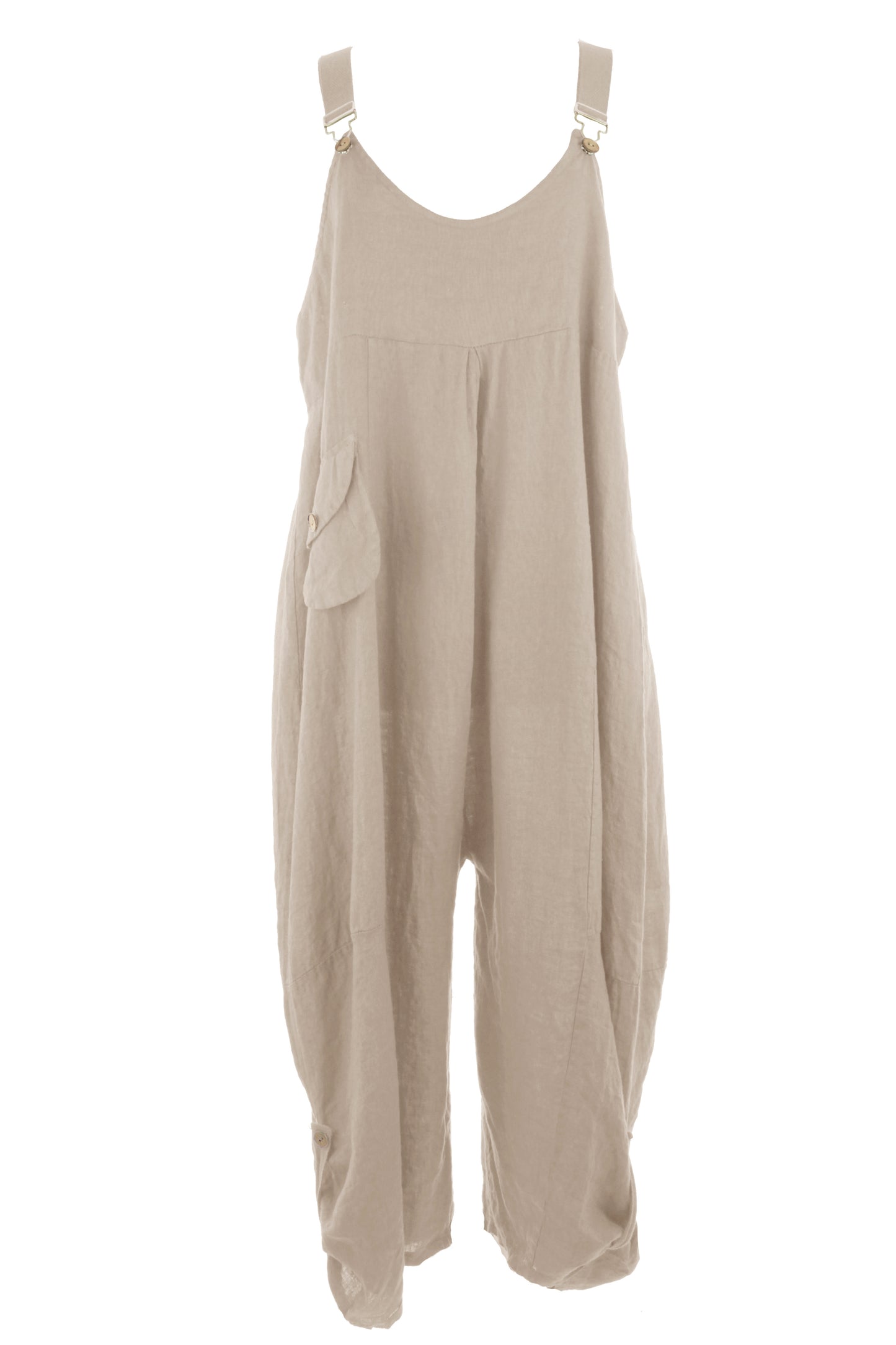 Flap Pocket Linen Jumpsuit