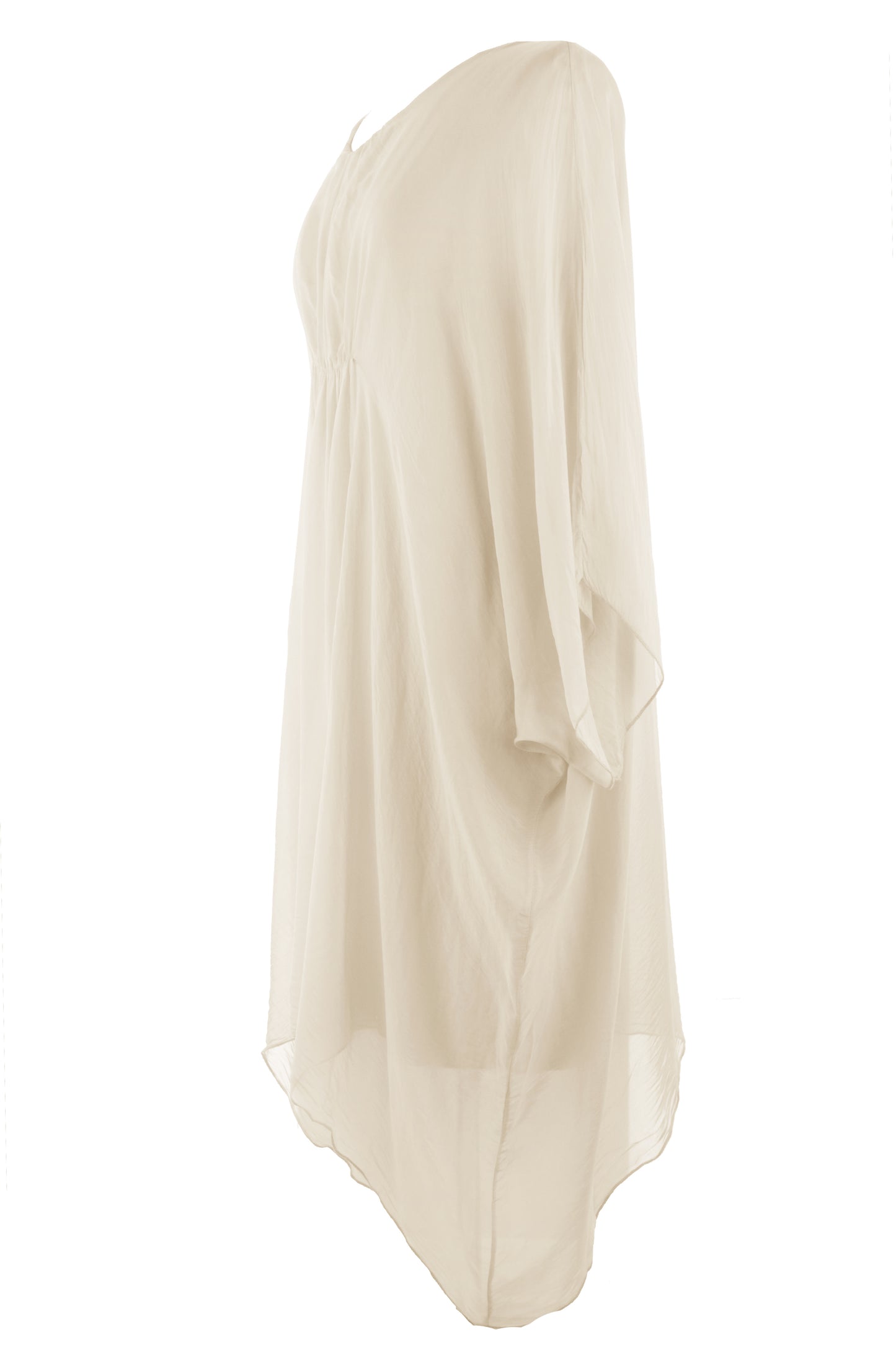 Ruched Front Silk Dress
