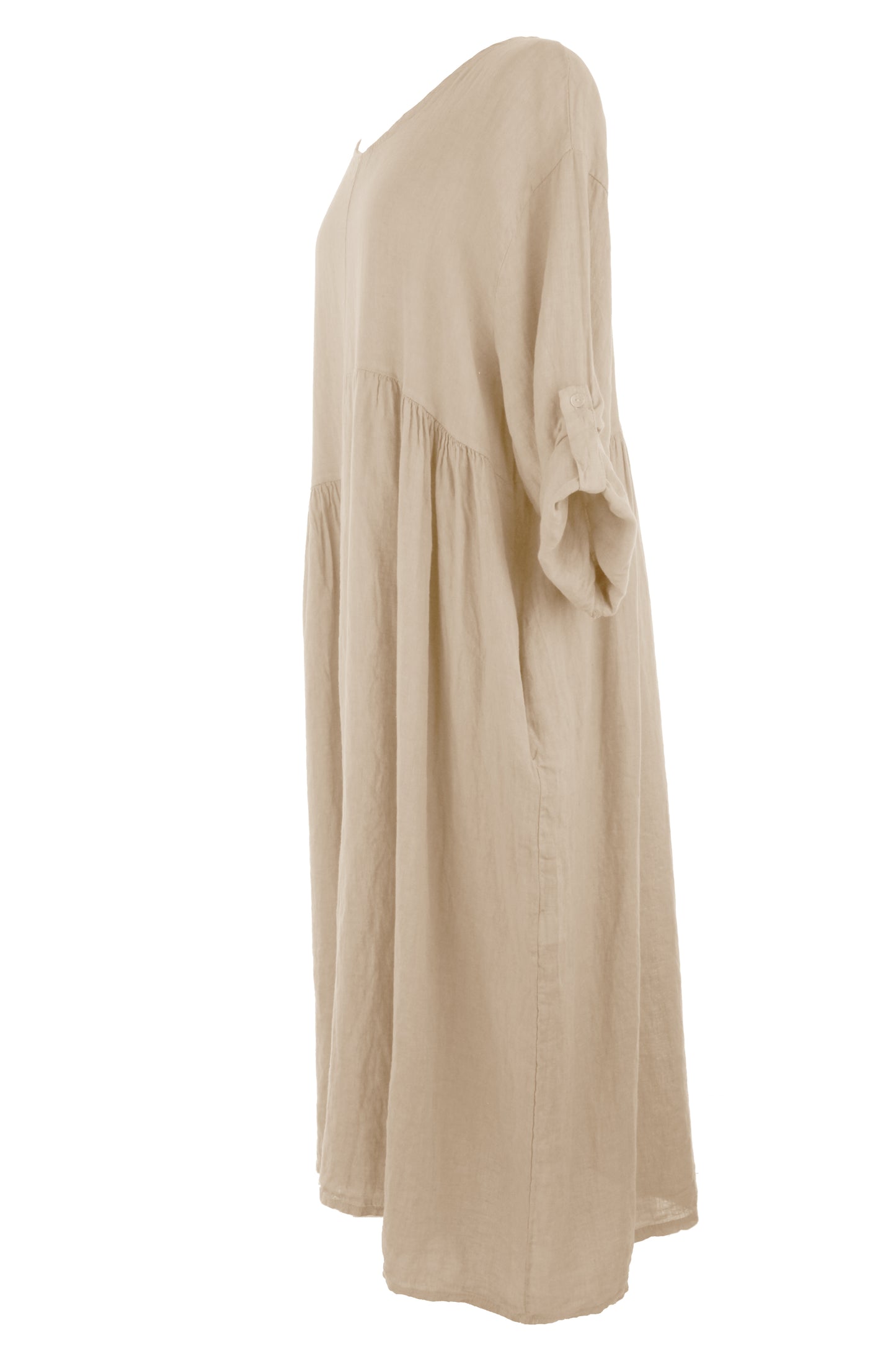 Pleat Panel Linen Dress
