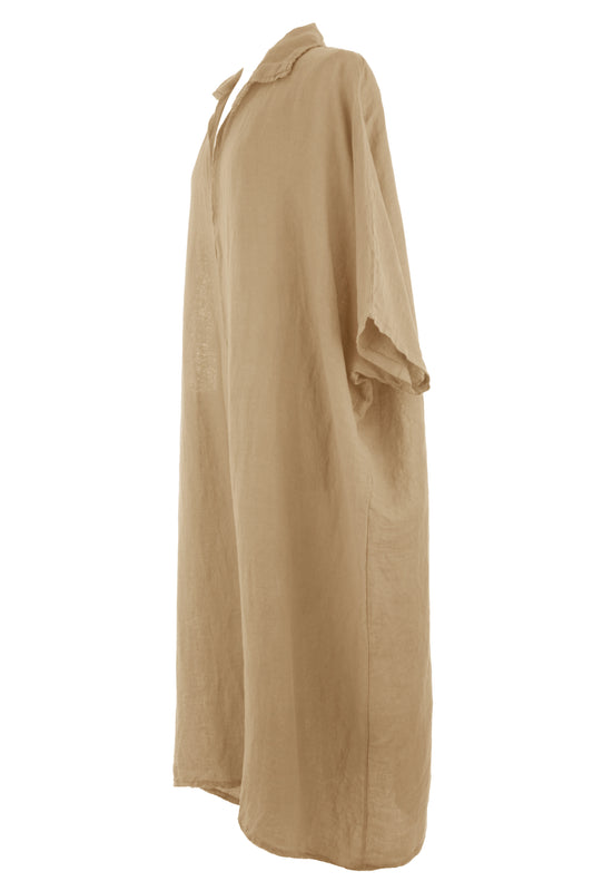 Batwing Collar Tulip Linen Midi
