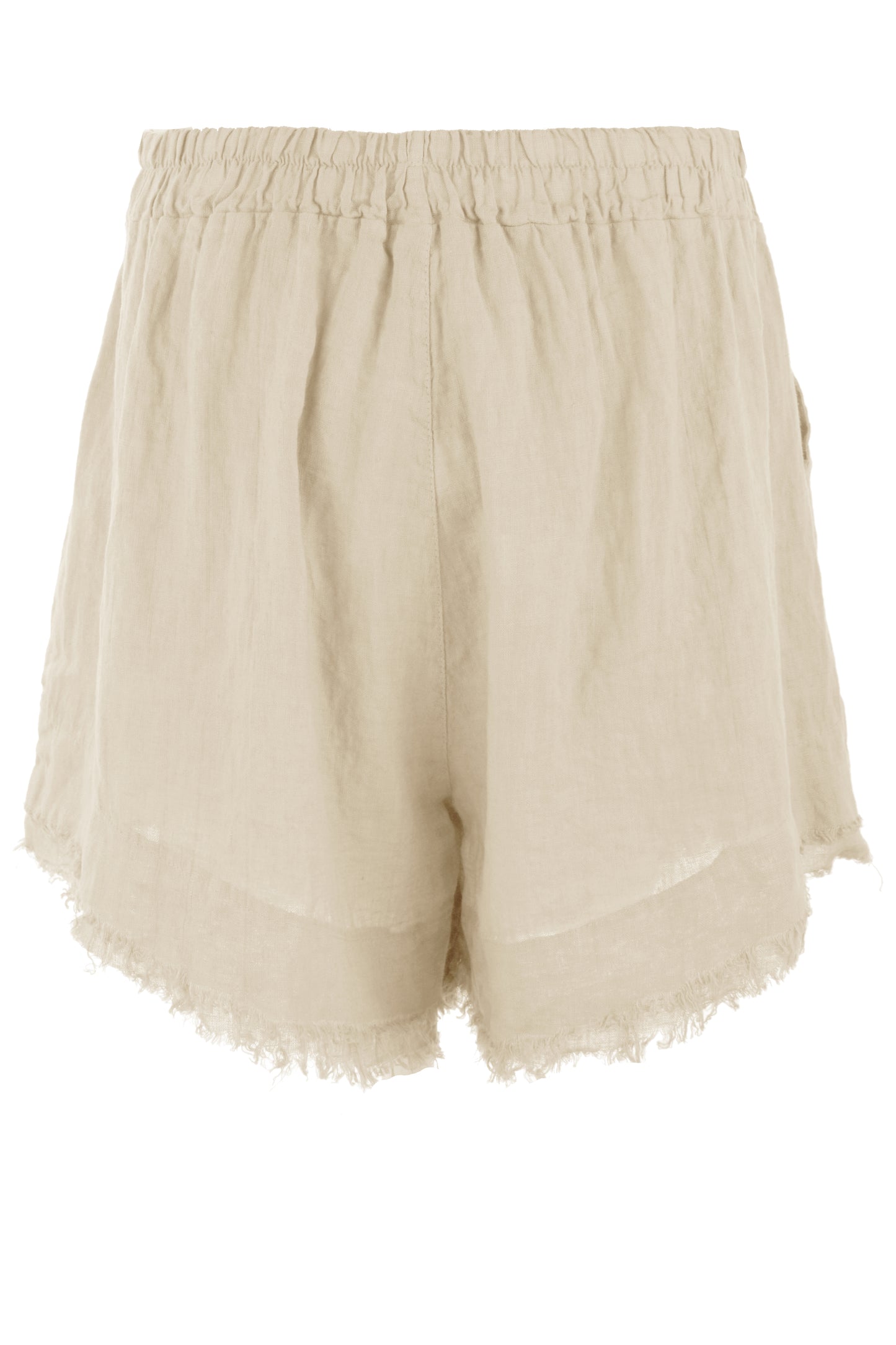 Frayed Trim Linen Shorts