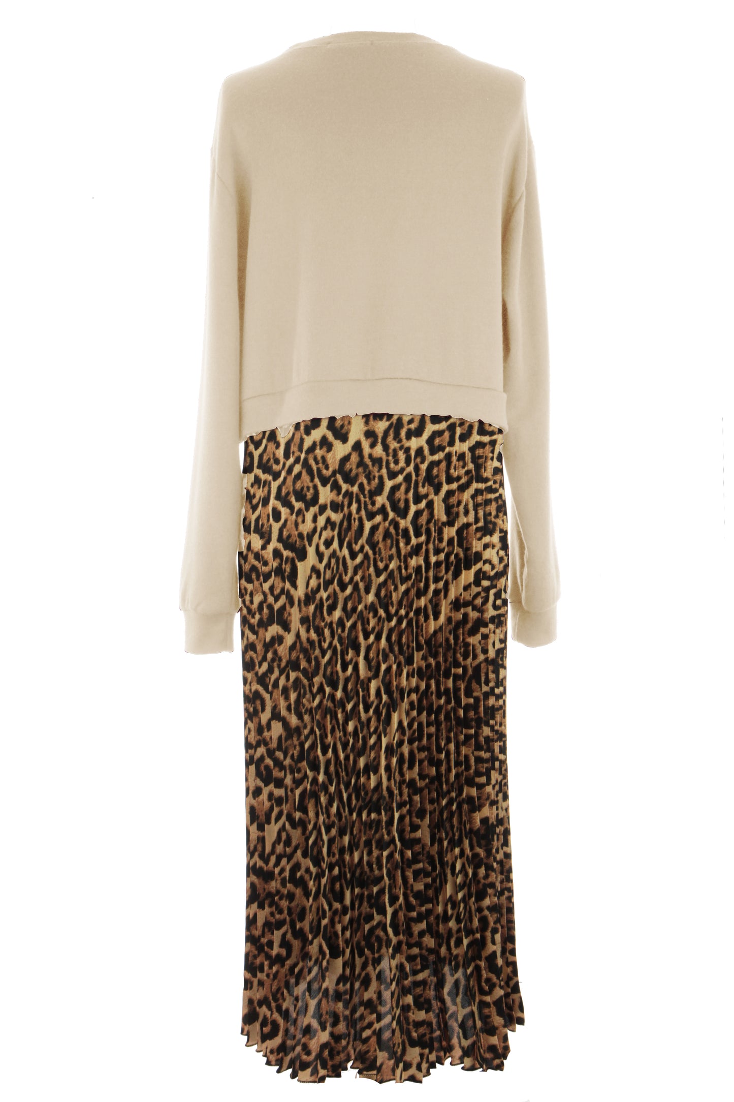Leopard Print Pleated Satin Midi