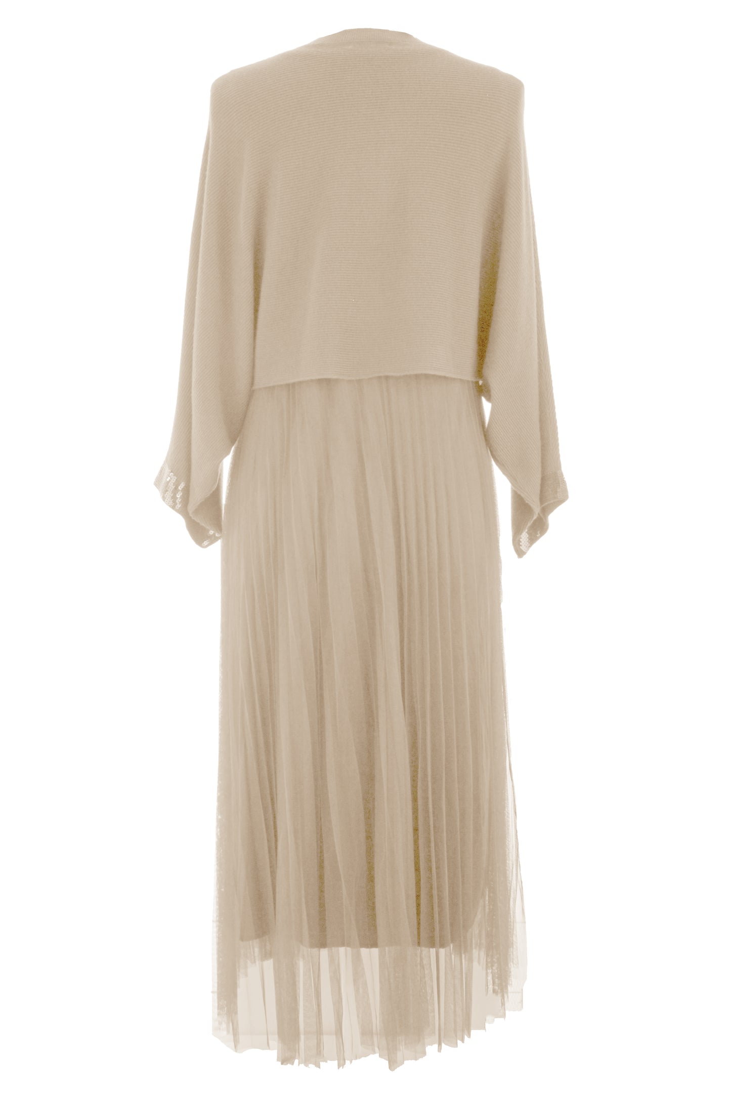 2 Piece Ribbed Top Mesh Dress