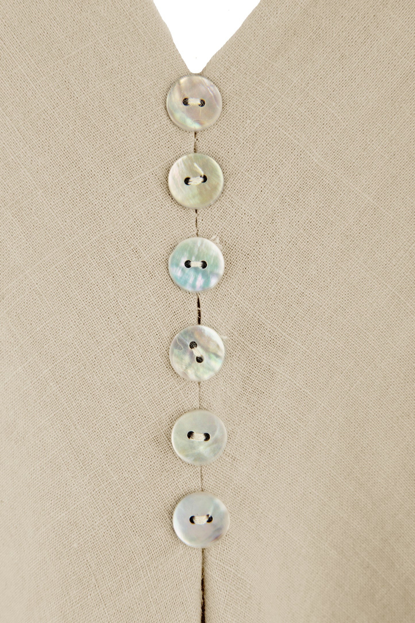 Sleeveless V Neck Button Detail Linen Top