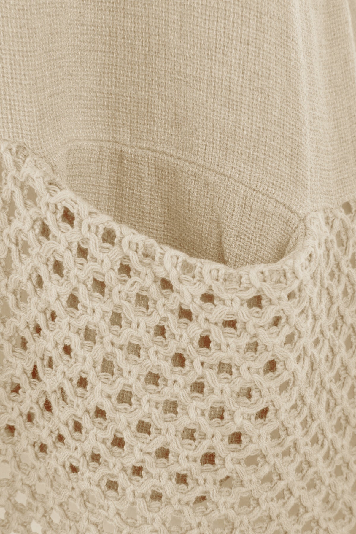 2 Pocket Crochet Detail Hopsack Top