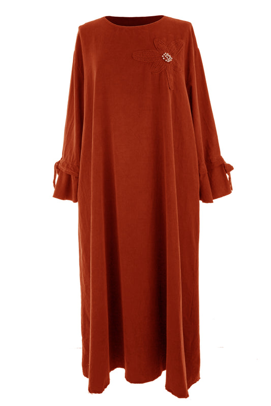 Flower Applique Corduroy Maxi