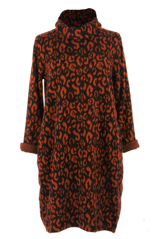 Cowl Cheetah Soft Knit Dress