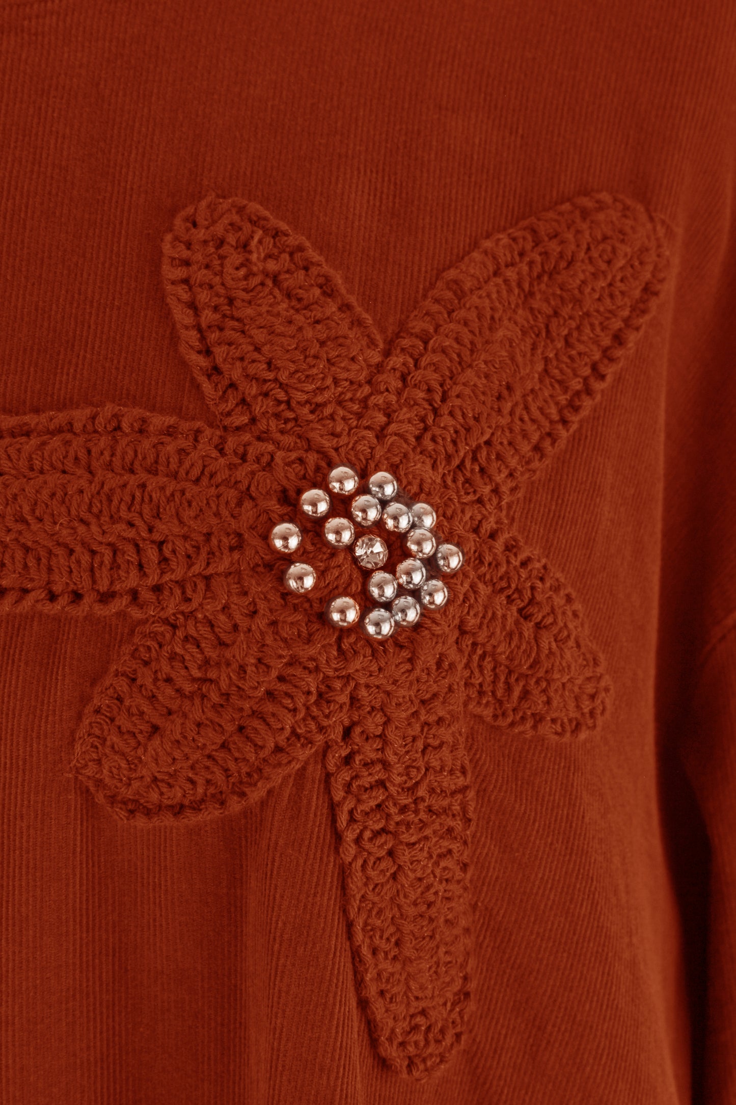 Flower Applique Corduroy Maxi