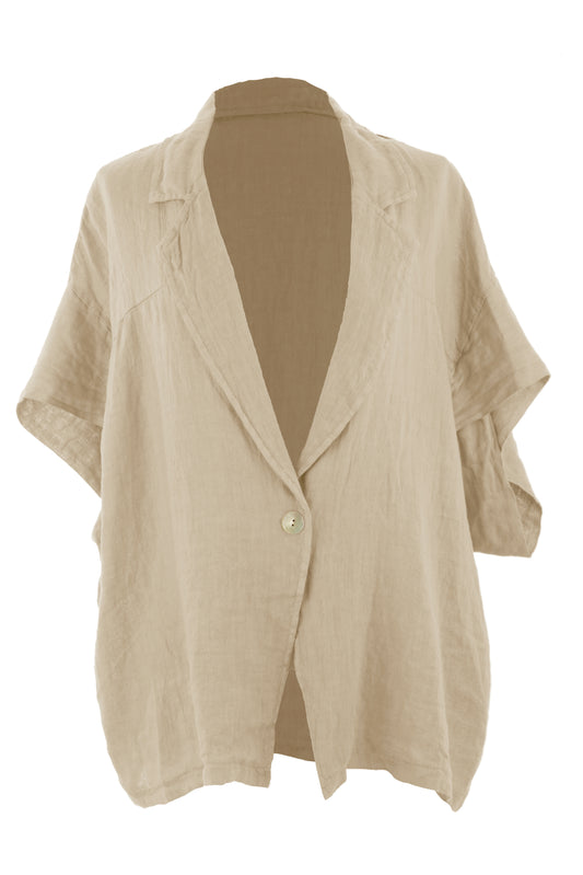 One Button Linen Jacket