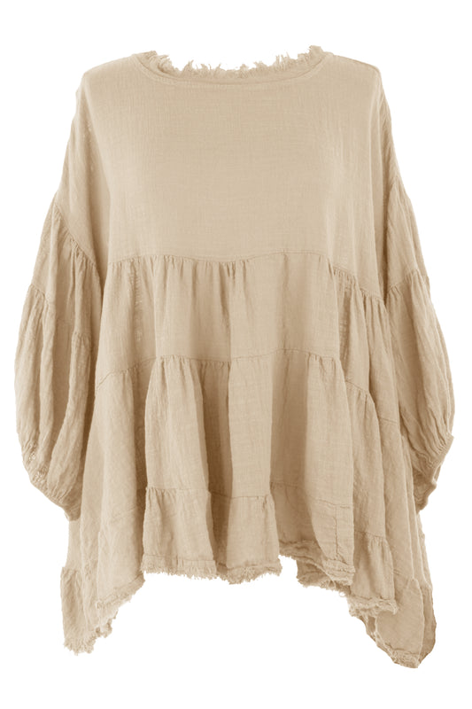 Balloon Sleeve Tiered Top