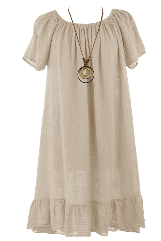 Plain Bardot Necklace Dress