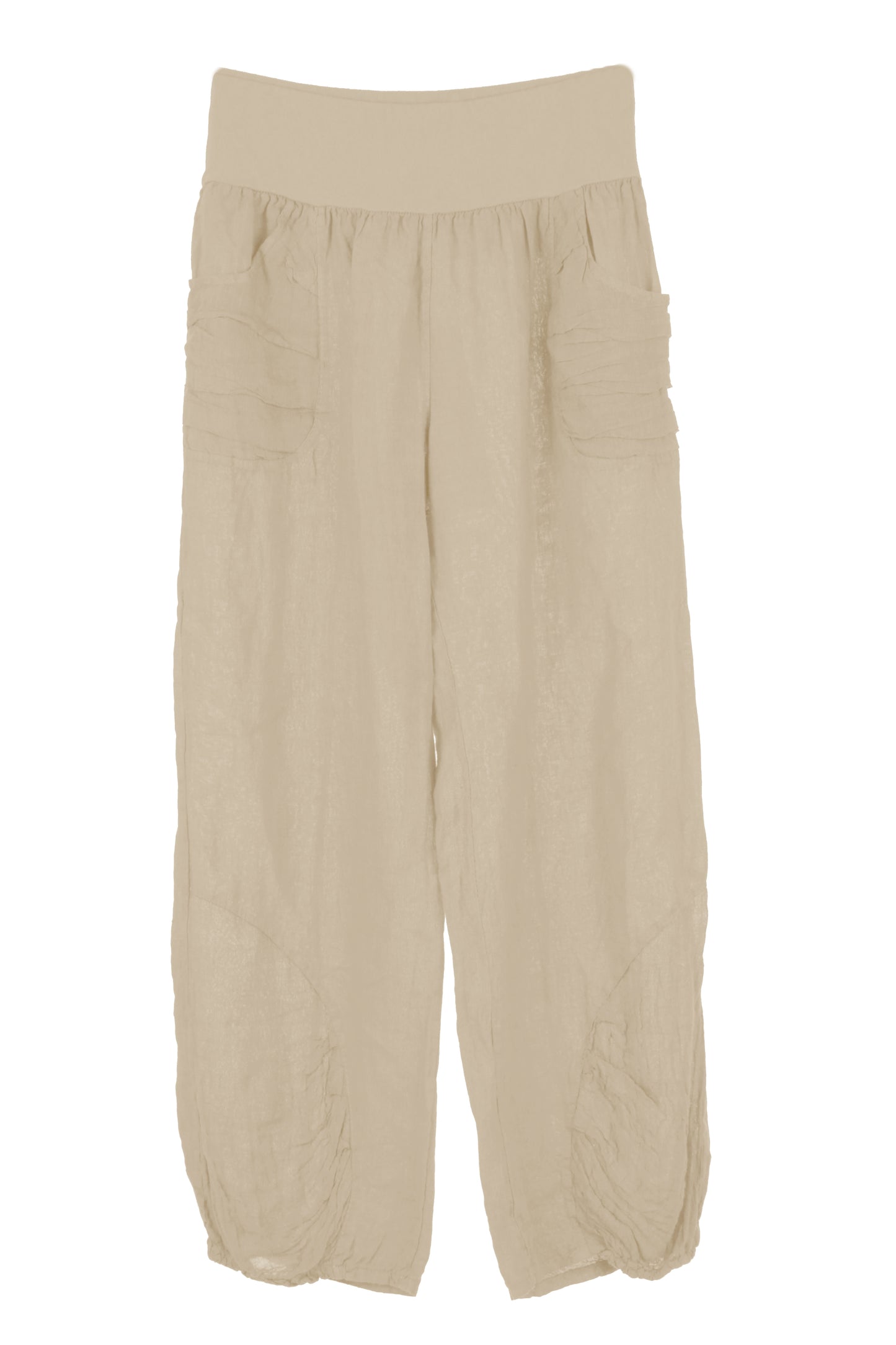 Ruched Ankle Linen Trouser