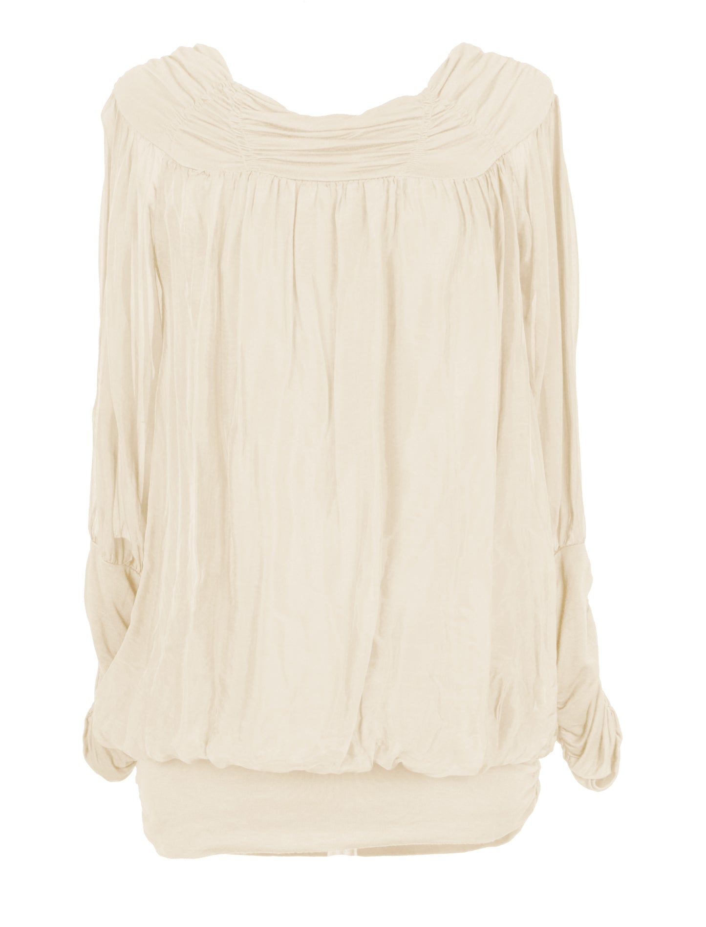 Ruched Neck Silk Blouse