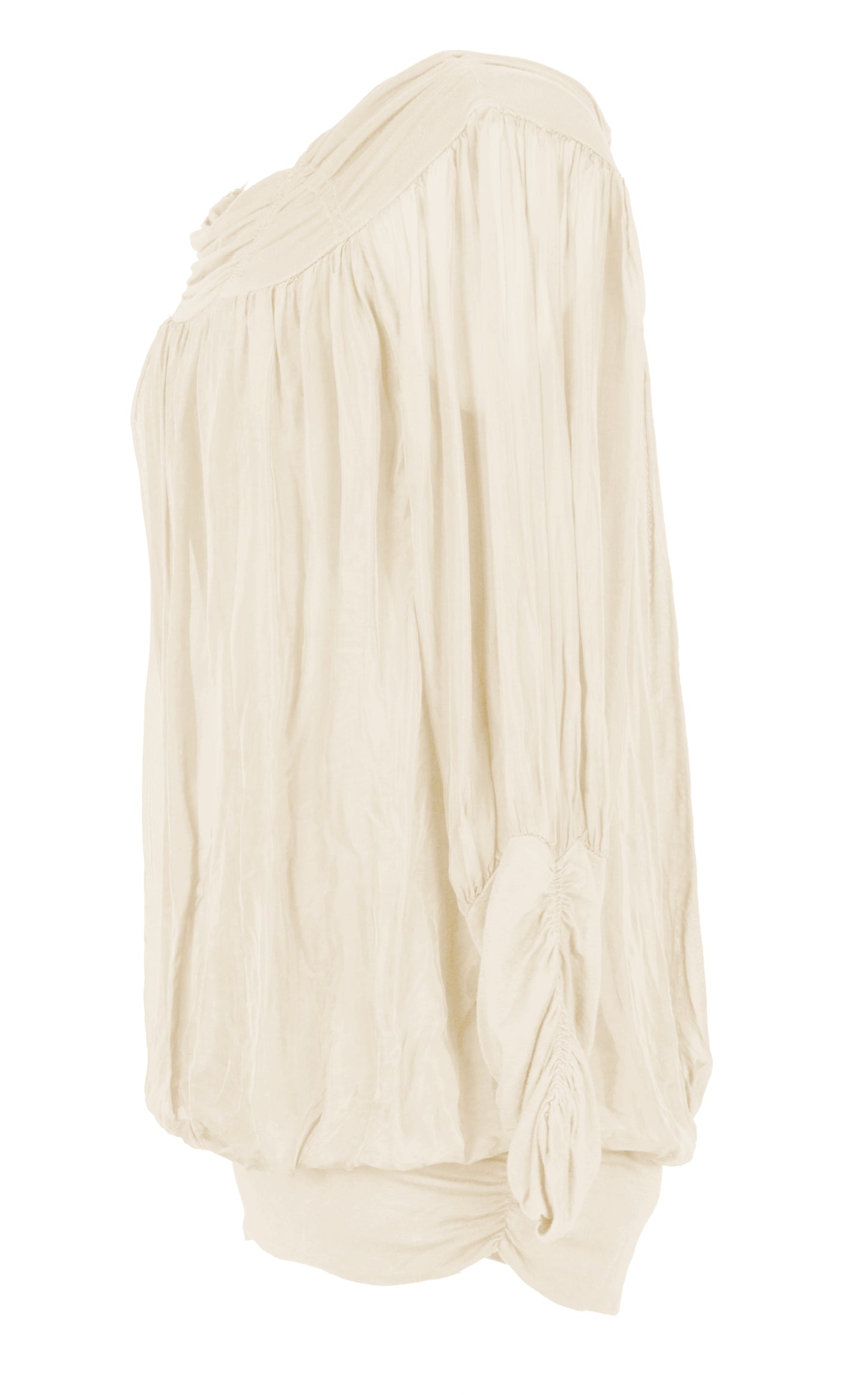 Ruched Neck Silk Blouse