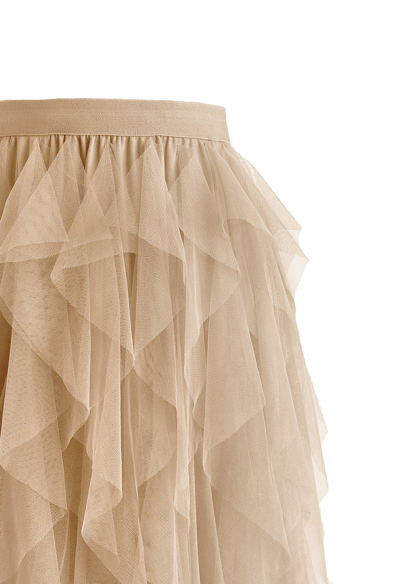 Ruffle skirt beige hotsell
