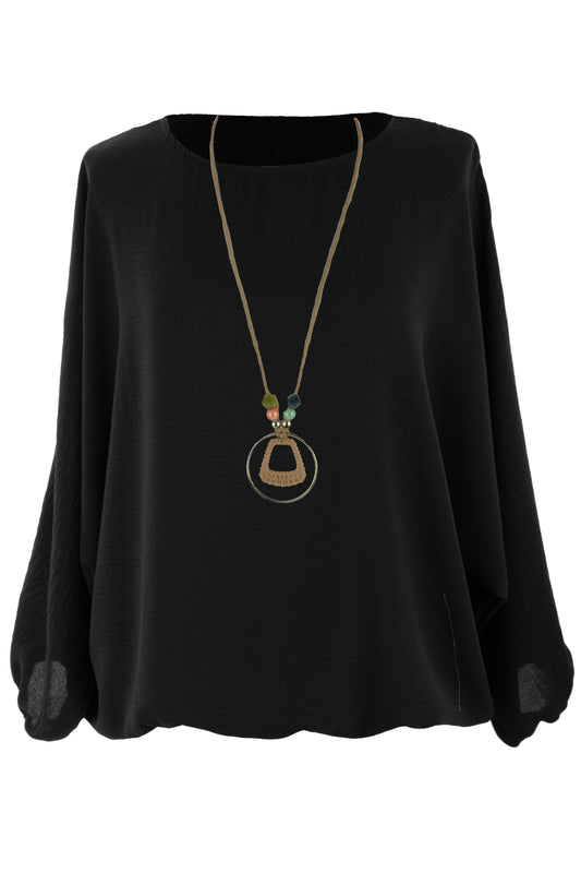Puffball Hem Necklace Top