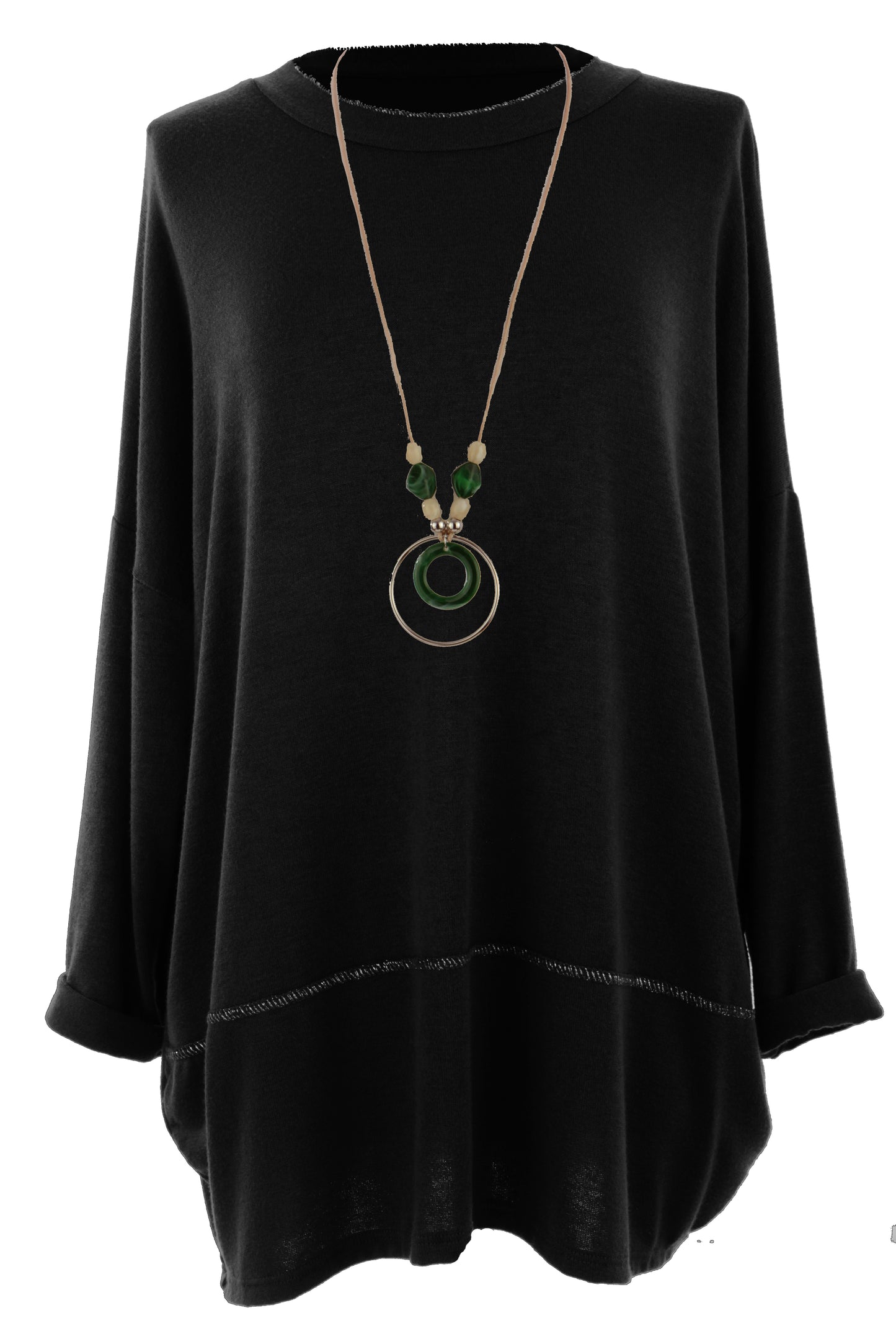 Lurex Trim Soft Knit Necklace Jumper