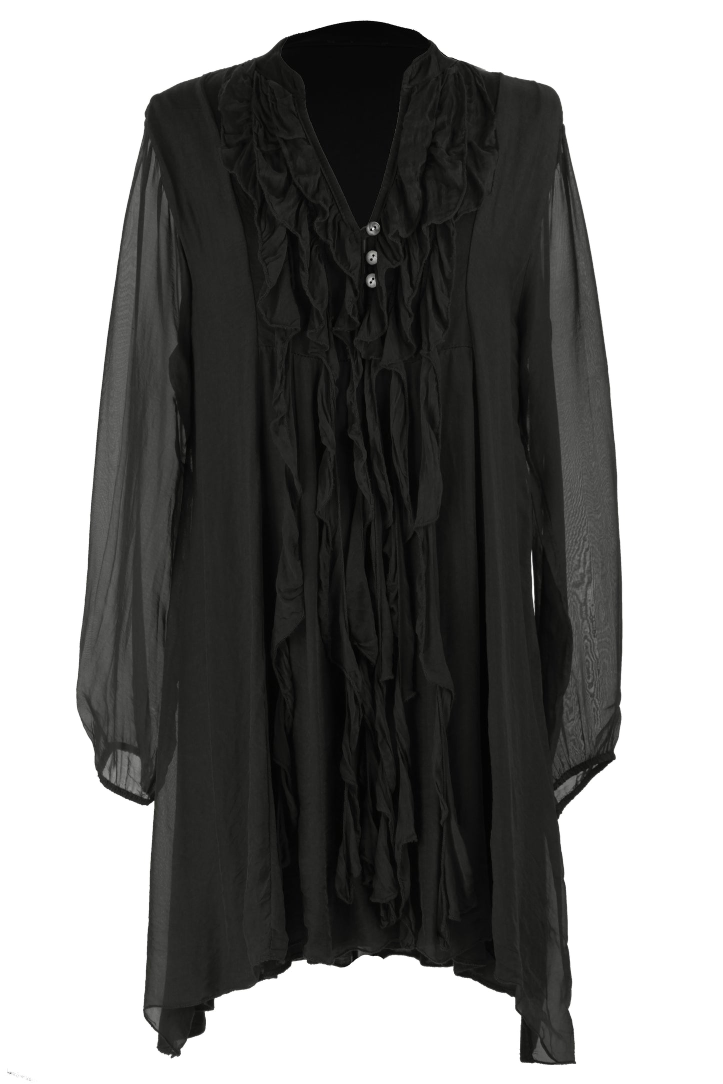 Frill Tassel Silk Blouse
